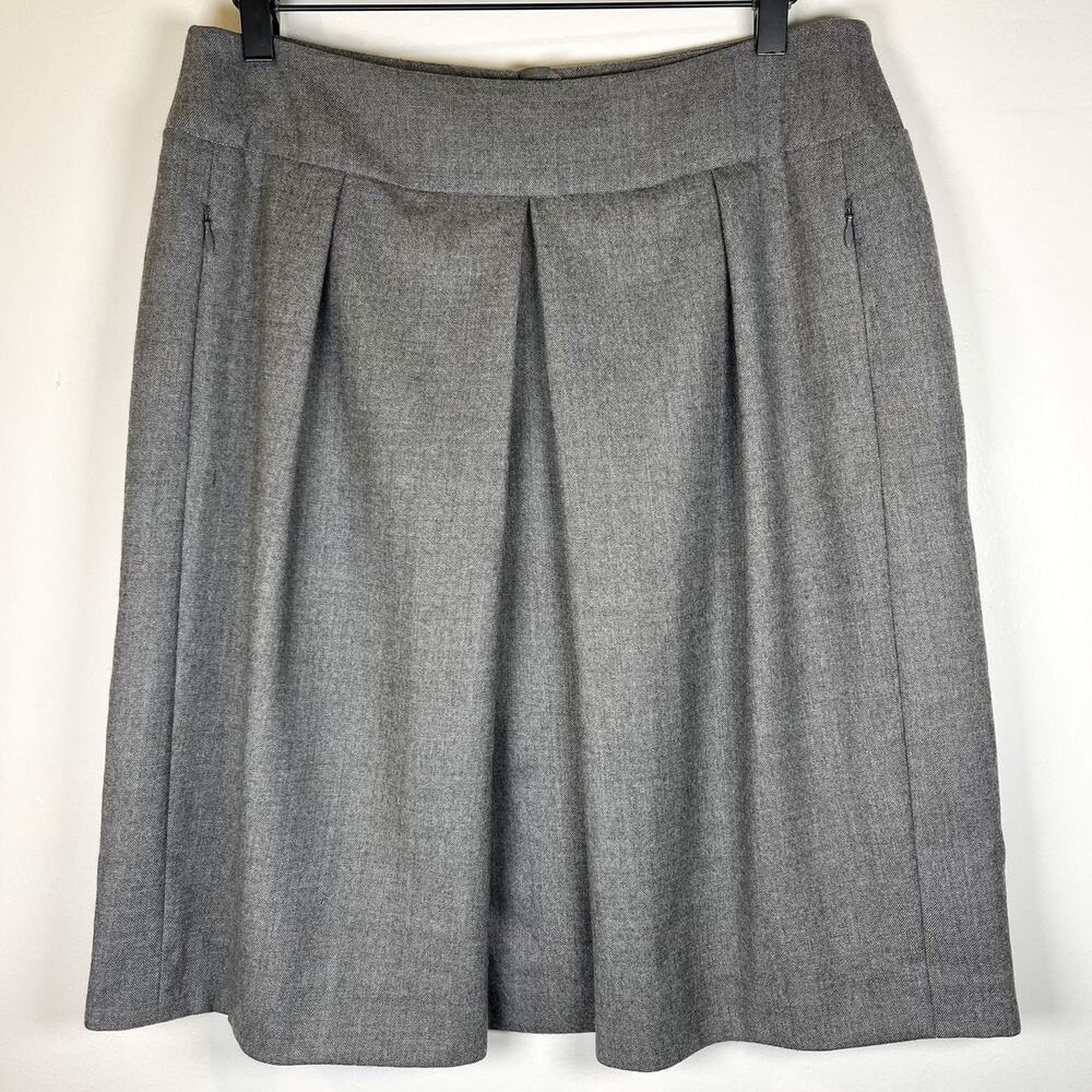 AKRIS Punto Wool Pleated Lined Knee Length Gray Skirt Workwear Professional 12
